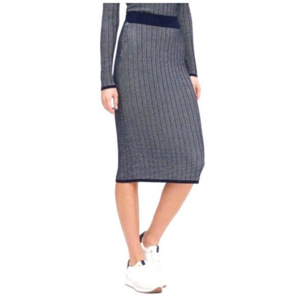 Banana Republic Petite Sweater Pencil Skirt in Navy Stripe - Petite Small - Picture 1 of 4